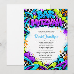 Graffiti Street Art Bar Mitzvah Custom Invitation