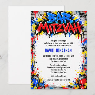 Graffiti Street Art Bar Mitzvah Custom Invitation