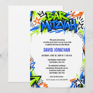 Graffiti Street Art Bar Mitzvah Custom Invitation