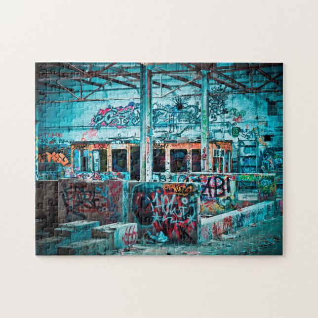 Graffiti Street Art Colourful Abandoned Train Jigsaw Puzzle (Horizontal)