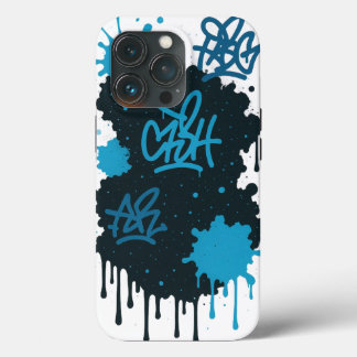 Graffiti Street Art - Splash Blue & N iPhone Hull 13 Pro Case