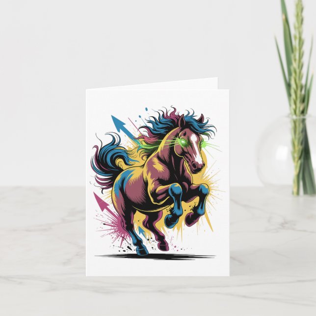 Graffiti Style Art Horse Horseback Riding Horses  Card (Front)