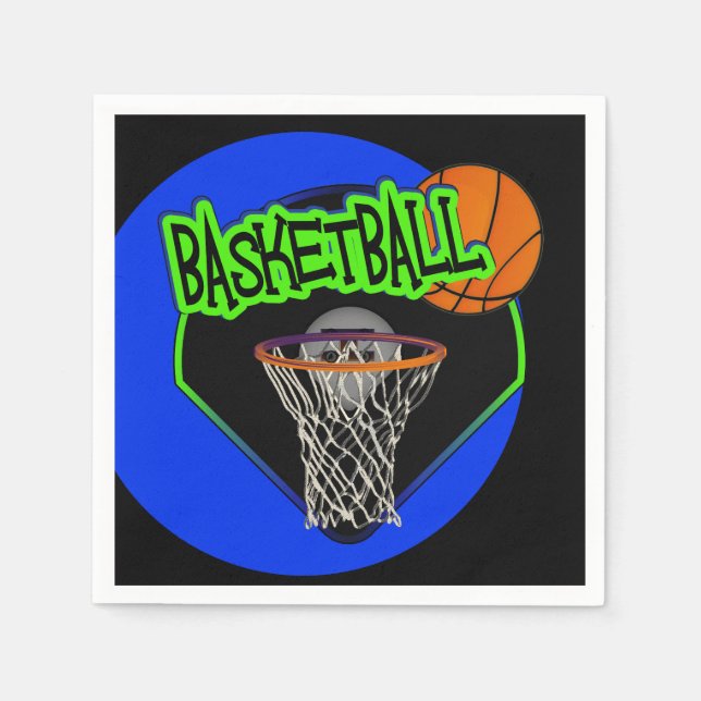 Graffiti Style Basketball and Hoop Napkin (Front)