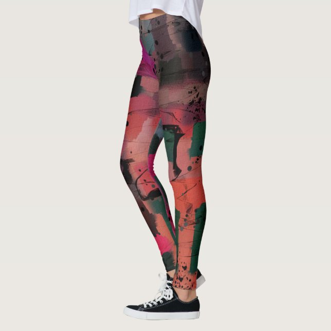 Graffiti Style Colourful Abstract Art Leggings (Left)
