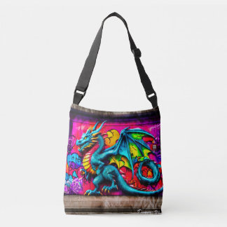 Graffiti style dragon design crossbody bag