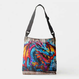 Graffiti style dragon design crossbody bag
