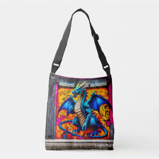 Graffiti style dragon design crossbody bag