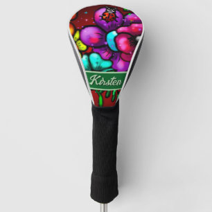 Graffiti Style Flowers & Ladybug Personalized Golf Head Cover