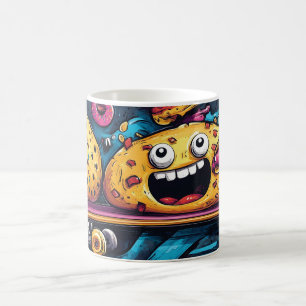 Graffiti-Style Food Characters on Skateboard  Coffee Mug