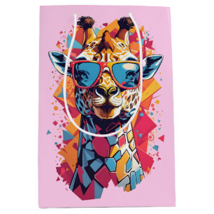 Graffiti Style Giraffe Portrait-58567 Medium Gift Bag