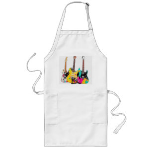 Graffiti Style Guitars with Musical Notes Long Apron