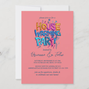 Graffiti Style House Chic Warming Party Invitation