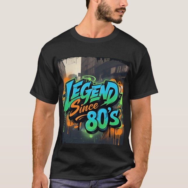 Graffiti-Style "Legend Since 80's" Mens Tshirt (Front)