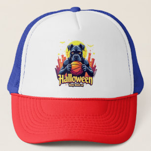 Graffiti Style: Pug's Halloween Basketball Howls Trucker Hat