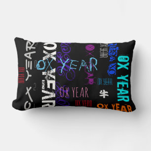Graffiti style Repeating Ox Year 2021  Lumbar P Pillow