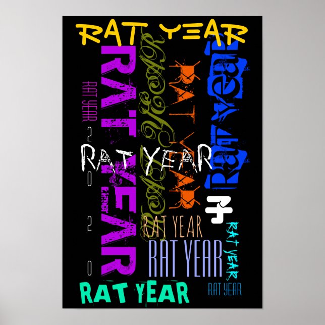Graffiti style Repeating Rat Metal Year 2020 P Poster (Front)