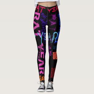Graffiti style Repeating Rat Year Z Birthday L Leggings