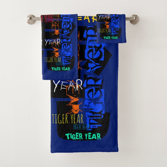 Graffiti style Repeating Tiger Year 2022 Bath TS Bath Towel Set (Insitu)