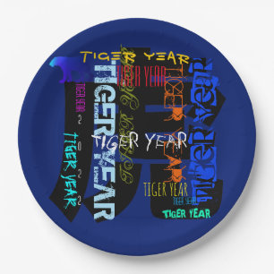 Graffiti style Repeating Tiger Year 2022 PPP Paper Plate