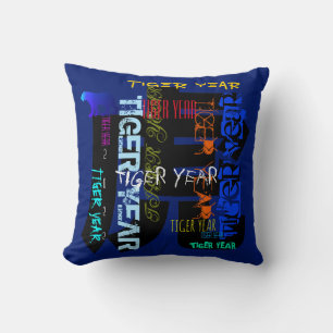 Graffiti style Repeating Tiger Year 2022 Square Throw Pillow