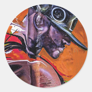 Graffiti Style Skateboarder Guy  Classic Round Sticker