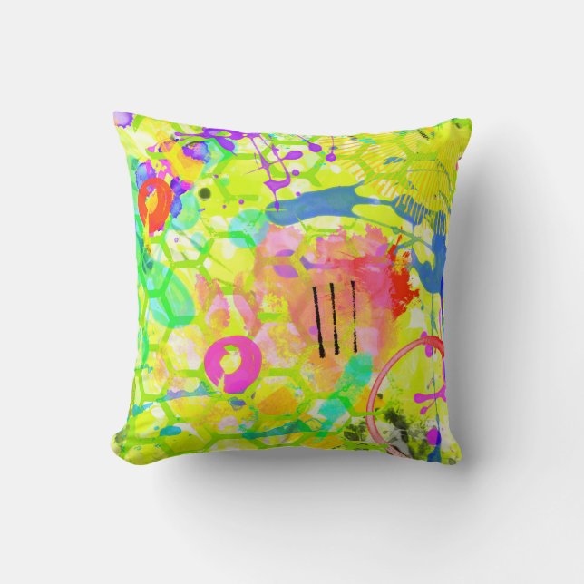 Graffiti Summer Throw Pillow (Front)