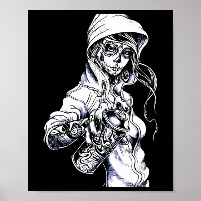 Graffiti Tag Skeleton Ghetto Girl  Poster (Front)