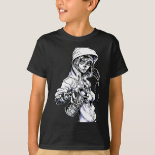 Graffiti Tag Skeleton Ghetto Girl  T-Shirt
