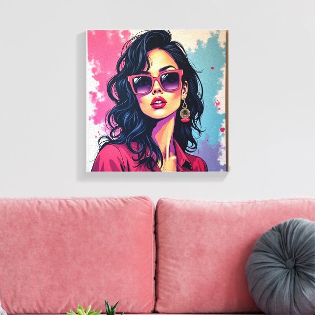 Graffiti tendance toile Art Chic Femme avec lunett (Insitu(Salon))