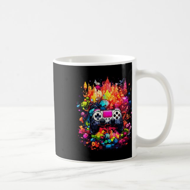 Graffiti Tie Dye Splash Video Game Controller Game Coffee Mug (Right)
