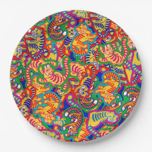 Graffiti Tiger Memphis Global Village Coffehouse Paper Plate