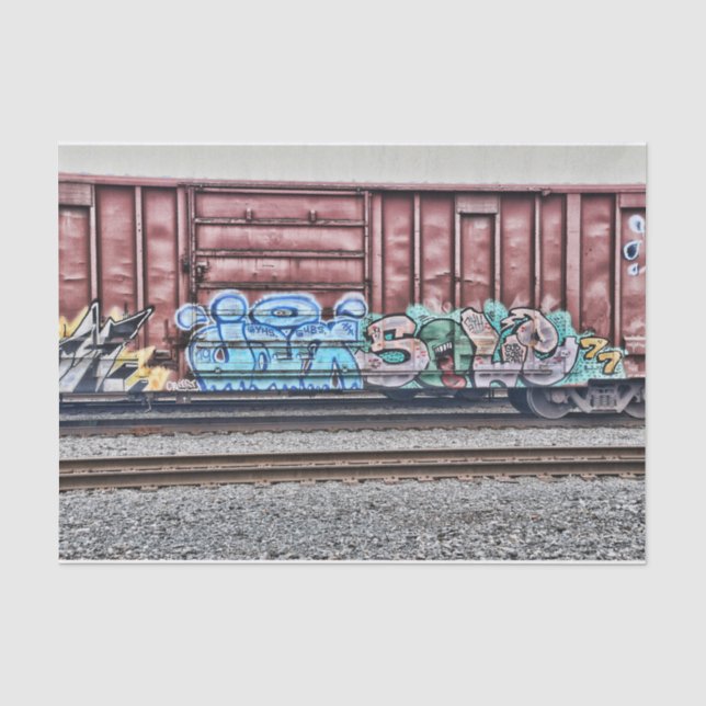 Graffiti Train Grunge Colourful Urban Street Art Tissue Paper (Front)