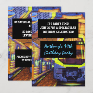 Graffiti Trains Invitation Anniversaire