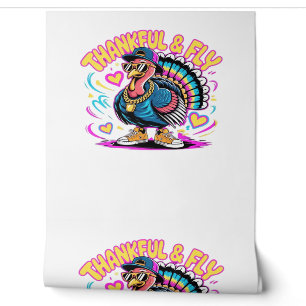 Graffiti Turkey Vibes – Thankful & Fly Cartoon Art Wallpaper