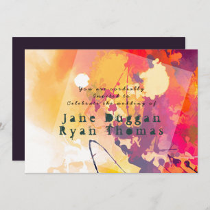 Graffiti urbain Mariage violet orange Invitation