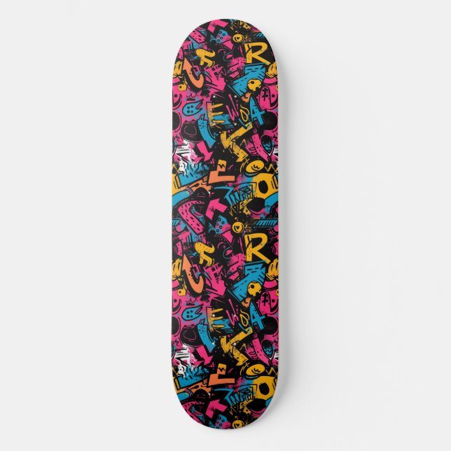 Graffiti urbain moderne Grunge Motif Skateboard (Recto)