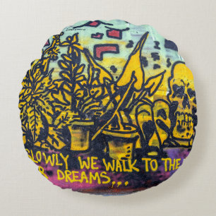 Graffiti Urban Street Art Abstract Round Pillow