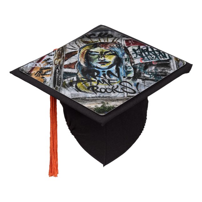 Graffiti Urban Street Cool Grunge Modern Unique Graduation Cap Topper (Angled)
