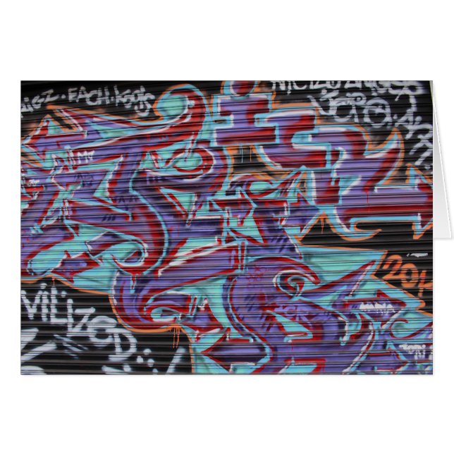 Graffiti violet sur Shutter (Devant horizontal)