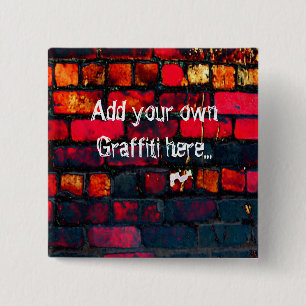 Graffiti wall. 2 inch square button