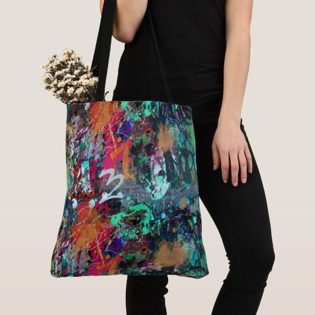 Graffiti Wall and Spray Paint Splatter Tote Bag (Close Up)