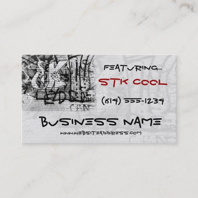 Graffiti Wall Art Design Web TShirt Business Card (Front)