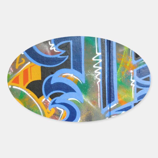 Graffiti Wall Art Oval Sticker (Front)