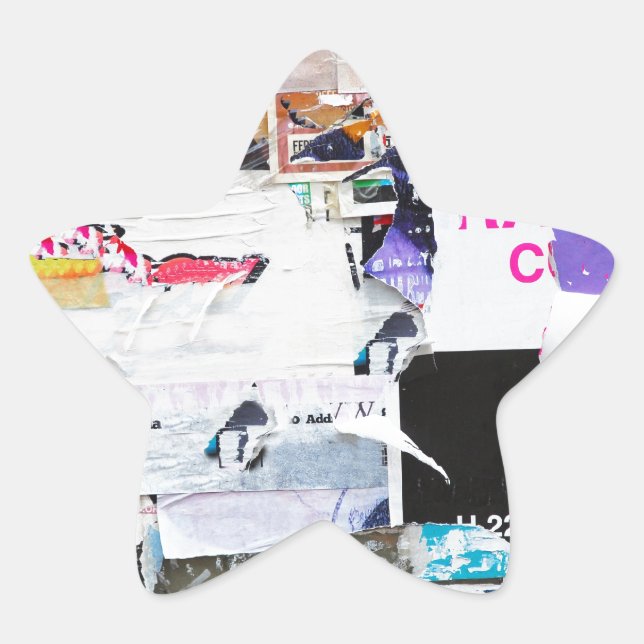 Graffiti Wall Banksy Style Torn Paper Star Sticker (Front)