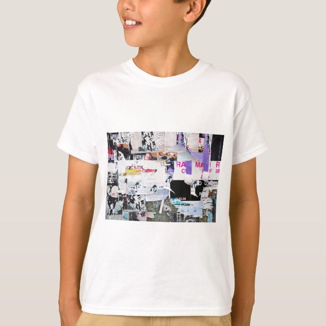 Graffiti Wall Banksy Style Torn Paper T-Shirt (Front)