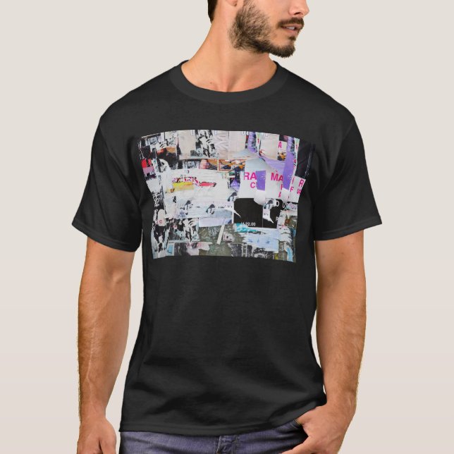 Graffiti Wall Banksy Style Torn Paper T-Shirt (Front)