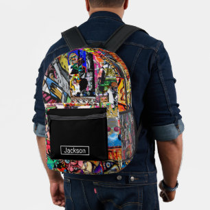 Graffiti wall printed backpack