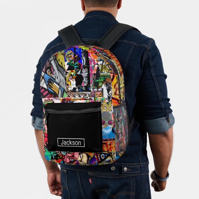 Graffiti wall printed backpack (Insitu (Model))
