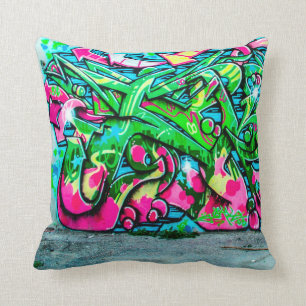 Graffiti Wall Throw Pillow