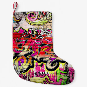 Graffiti wall, urban art small christmas stocking
